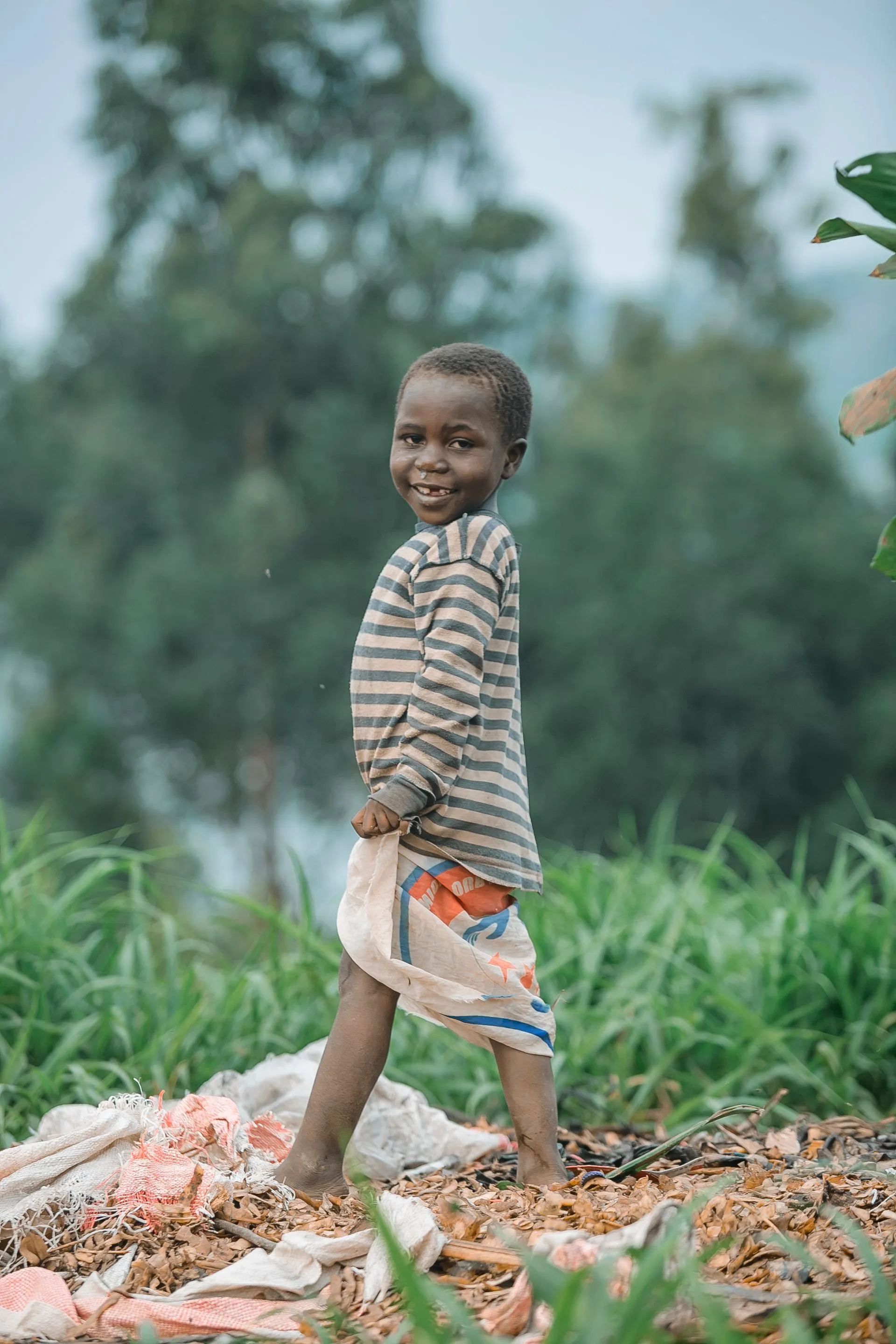 Happy African boy smiling