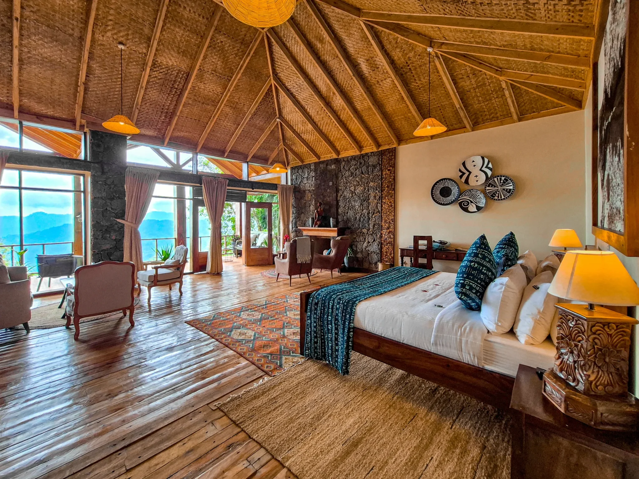 Nkuringo Gorilla Lodge luxury forest suite honeymoon room with highland views