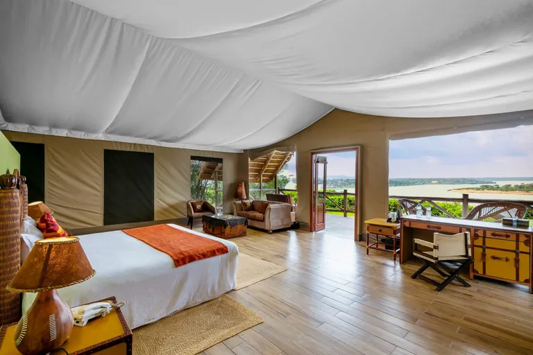 Mweya Safari Lodge deluxe tent interior