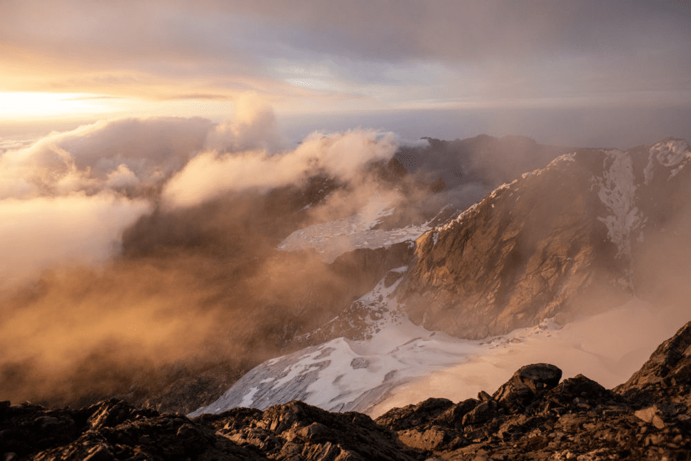 High Rwenzori mountain view from the trail toward Hunwick's Camp